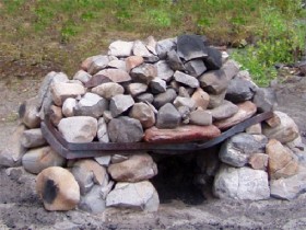 Нагрев камней для походной бани