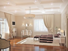Проект большой светлой спальни в классическом стиле