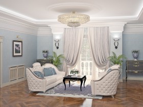 Белые диваны в классической гостиной