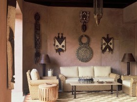 Традиционная гостиная в стиле сафари