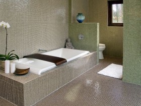 Совмещенная ванная комната, отделанная плиткой