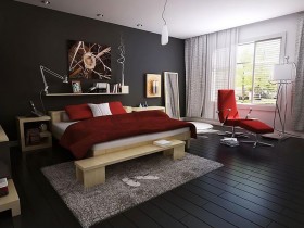 Черно-белая спальня в современном стиле