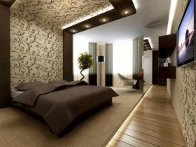 Интересное оформление современной спальни