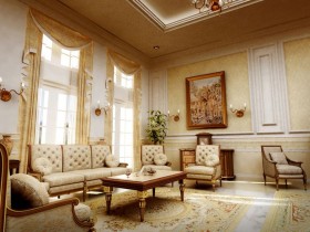 Роскошная гостиная в стиле классицизм
