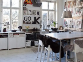 Интерьер светлой кухни в скандинавском стиле