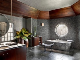 Современная ванная комната в темном цвете