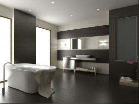 Темная ванная комната в стиле минимализм