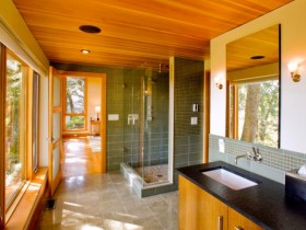 Ванная комната "под дерево" в стиле модернизм
